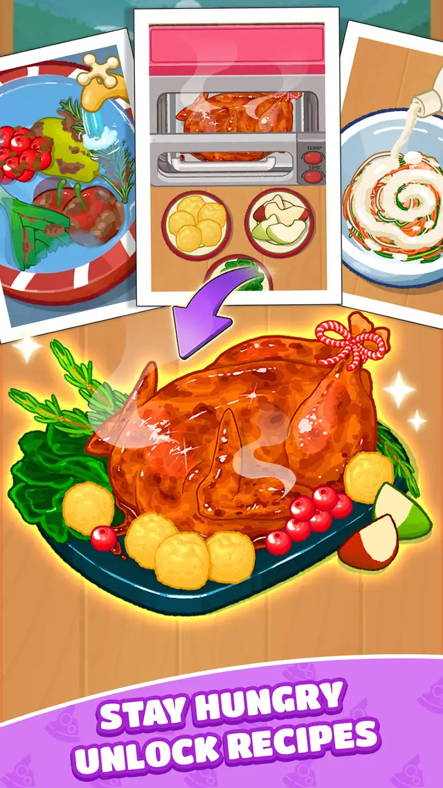 Cookingdom recipe screen with a roast dish