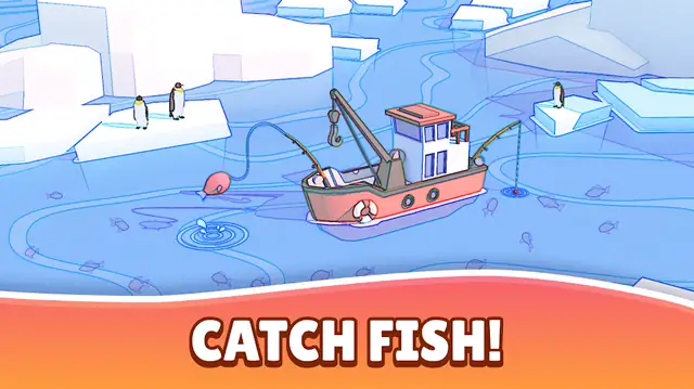 Idle Fish 2 Fishing Tycoon screenshot of boats working a cartoon harbour
